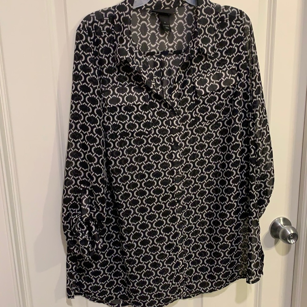 Lane Bryant Button Up Sheer Blouse Size 14